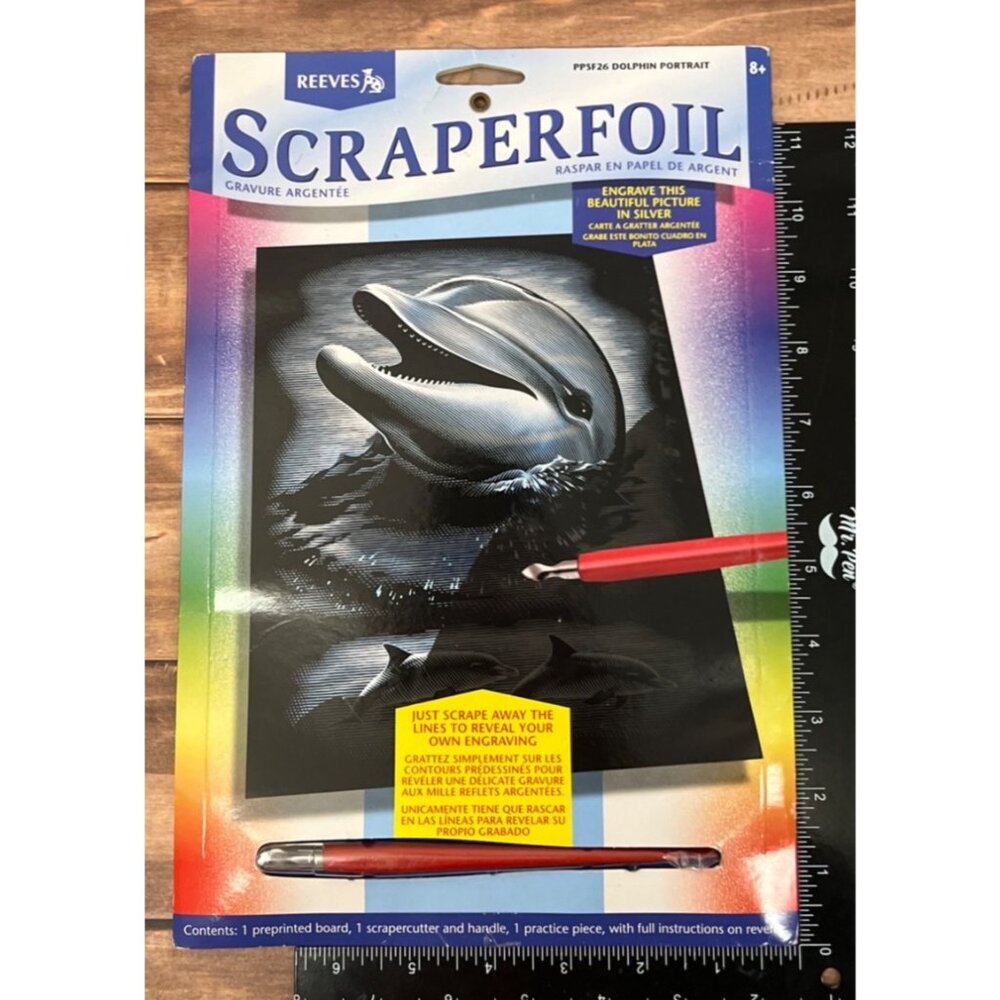 Reeves Scraperfoil Dolphin Portrait Engraving Kit Includes Tools & Instructions